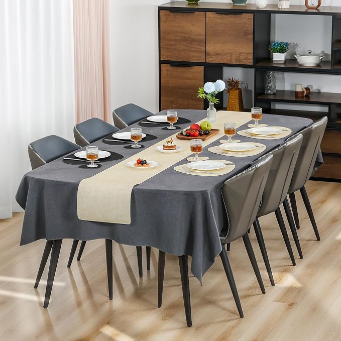 Placemats and Coasters, Washable Reversible Placemats Round Faux Leather - Image 3