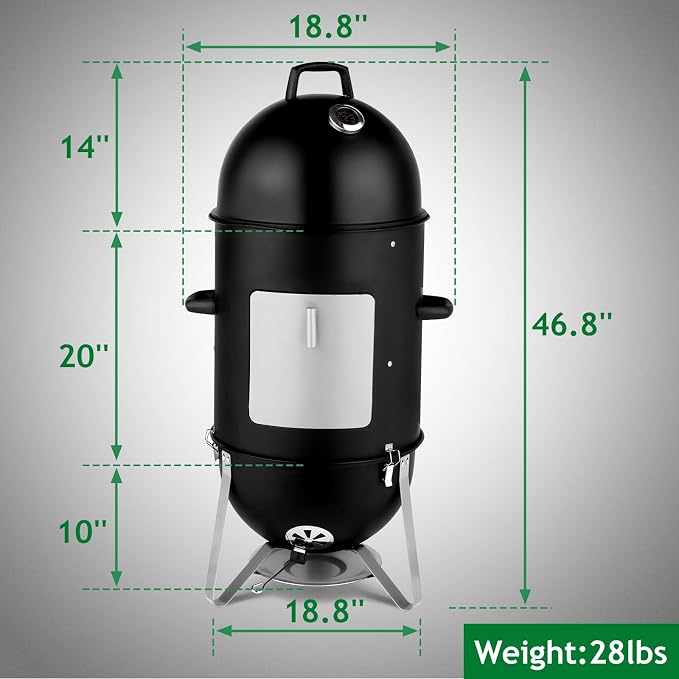 4-Tier 3-in-1 Vertical Charcoal Grill, BBQ Charcoal Smoker - Image 2