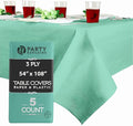 PARTY BARGAINS 54" X 108" Paper & Plastic Table Covers, Mint Green, 5 Pack by PARTYBARGAINS