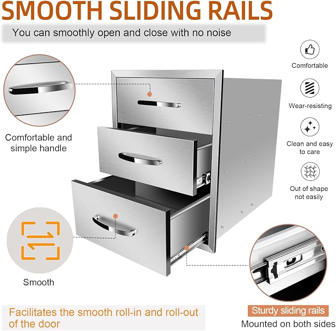 Pull Out Trash Drawer, Lower Sliding Rails Stainless Steel Roll Out Trash Bin - Image 3