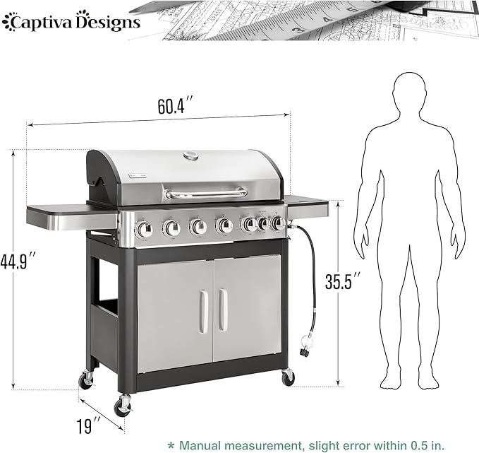 Captiva Designs 6-Burner Propane Gas BBQ Grill - Image 6
