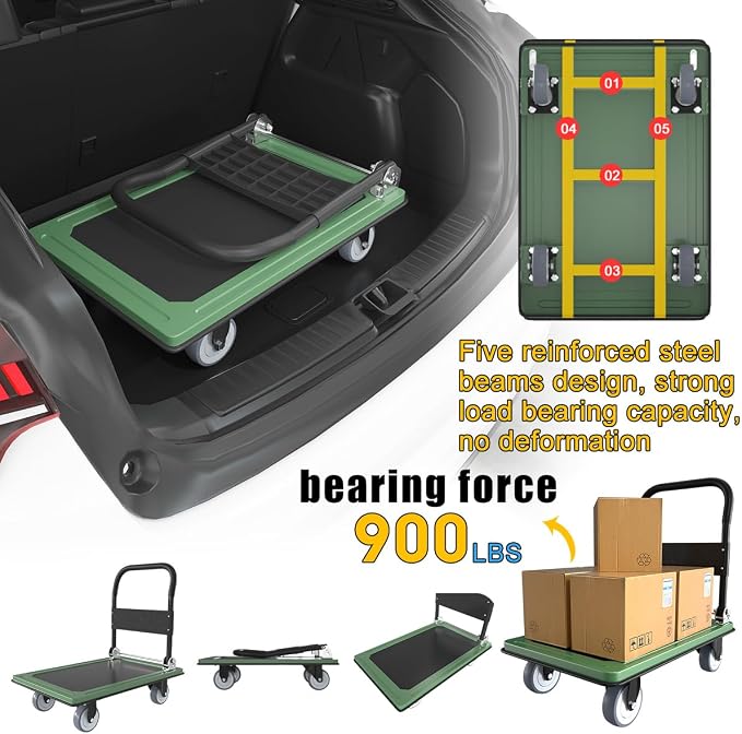 WUD Push Cart, Folding Mobile Platform Trolley, Thickened and Reinforced - Image 6