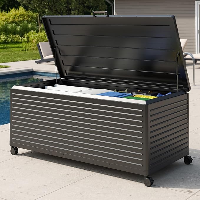 MIRADOR 281 Gallon Outdoor Storage Box Waterproof, Metal Deck Box by Mirador