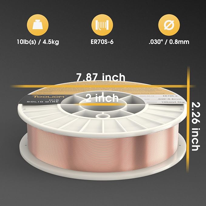 TOOLIOM ER70S-6 .030" Mild Steel MIG Solid Welding Wire on 10-Pound Spool - Image 2