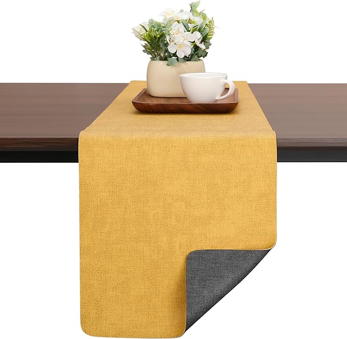 Table Runners 72 Inches Long, Dual-Sided Faux Leather Farmhouse Table Runner by Chitomars