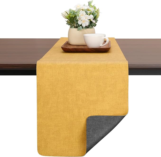 Table Runners 72 Inches Long, Dual-Sided Faux Leather Farmhouse Table Runner by Chitomars