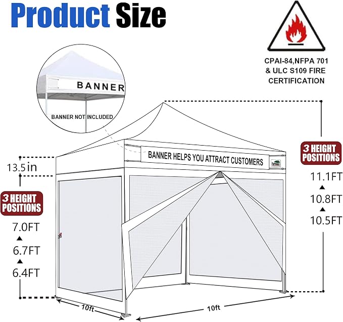 Eurmax USA 10'x10' Pop-up Canopy Tent Commercial Instant Canopies - Image 3
