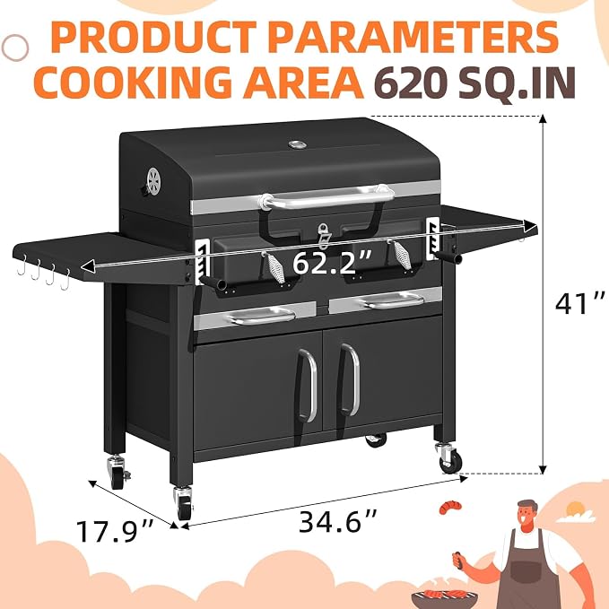 MELLCOM 36 In Large Charcoal Grills - Image 2