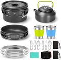 Odoland 15pcs Camping Cookware Mess Kit, Non-Stick Lightweight Pot Pan Kettle by Odoland