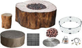 Elementi | Bundle Manchester Gas Fire Pit Cast Concrete Semi-Round Fire Table by AMSFireplaceInc