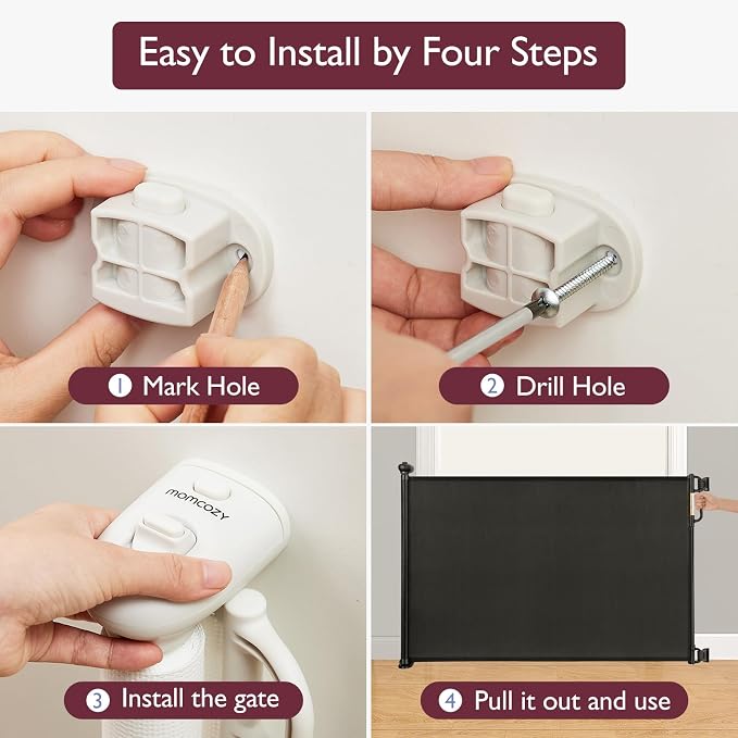 Momcozy Retractable Baby Gate, Extends up to 55" Wide, Child Safety Baby Gates - Image 5