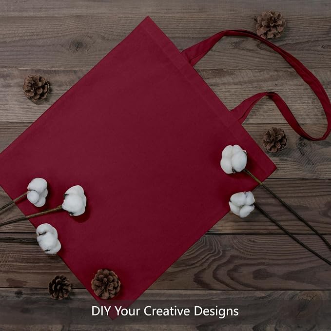 TOPDesign 24-Pack Economical 16"x15" Burgundy Cotton Tote Bags, Lightweight - Image 4