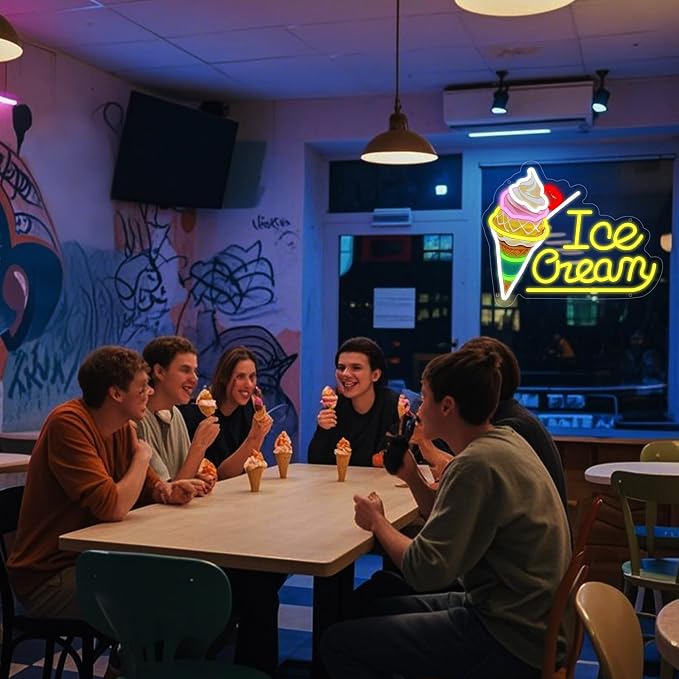 Ice Cream Neon Sign for Wall Decor, Ice Cream Led Signs, Dimmable USB Powered - Image 9