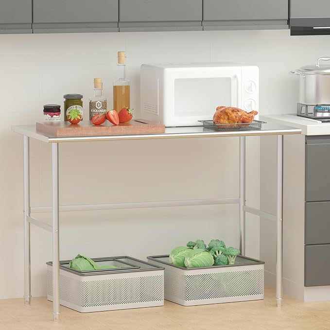 Treshin Open Base Stainless Steel Table 30" X 48", Commercial Heavy Duty Prep & - Image 2