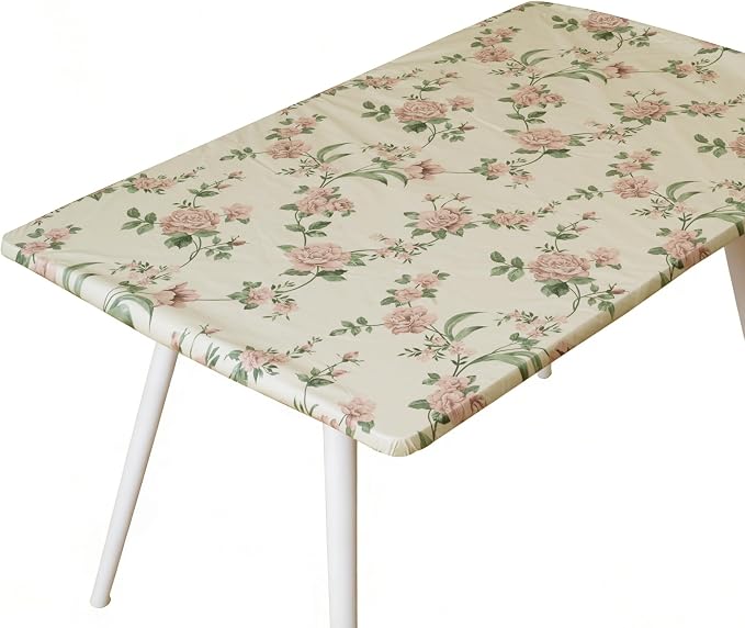Rectangle Picnic Table Cloth, Elastic Waterproof Fitted Vinyl Tablecloths by Unknown