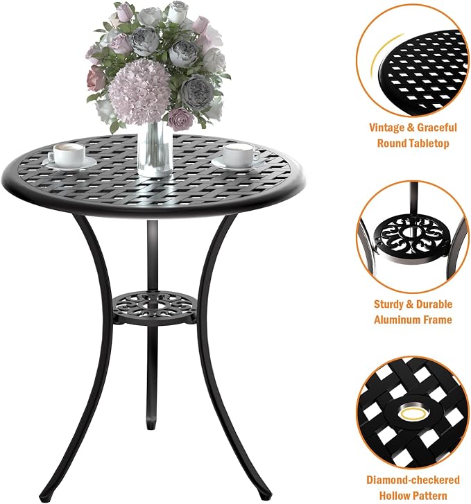 Patio Bistro Set 3 Piece, Cast Aluminum Bistro Set - Image 6
