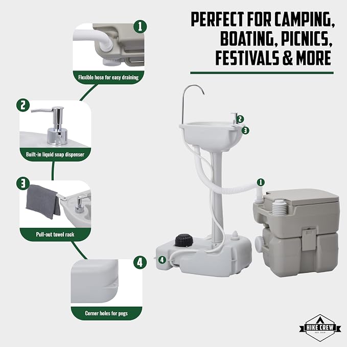 Hike Crew Portable Camping Sink & Toilet | Large Hand Washing Station - Image 2