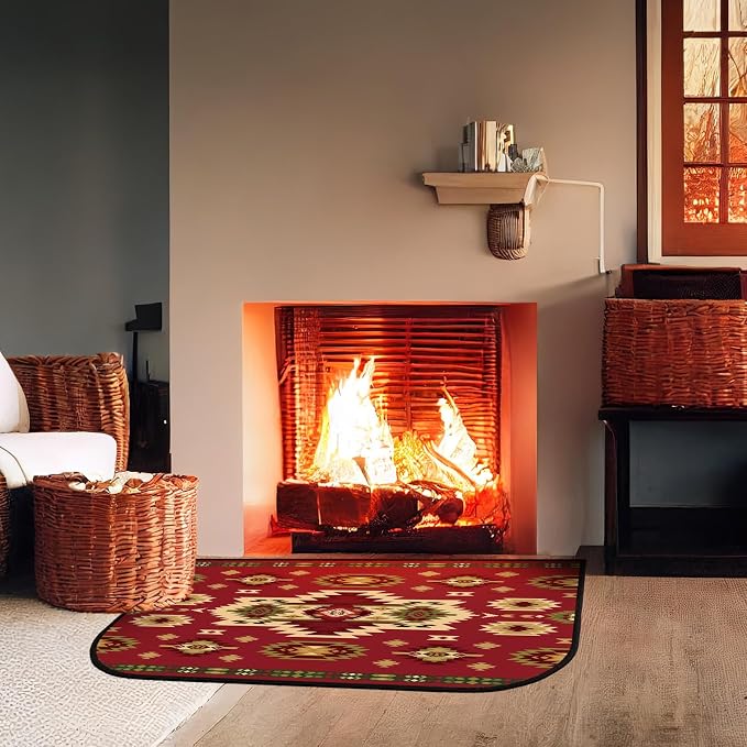 Demissle Cabin Fireplace Hearth Rug Fireplace Mats Cabin Southwestern Fireproof - Image 6