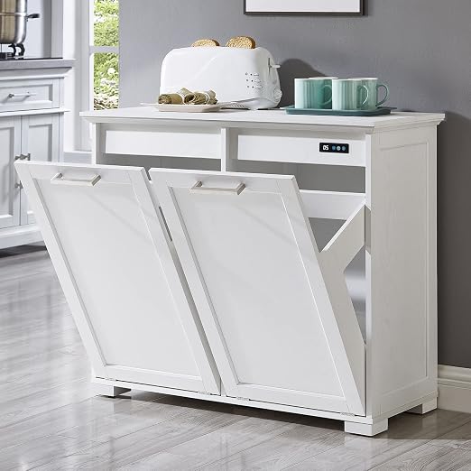 OLD CAPTAIN Double Tilt Out Trash Cabinet, Wooden Kitchen Garbage Can Free by OldCaptainFurnitureLighting