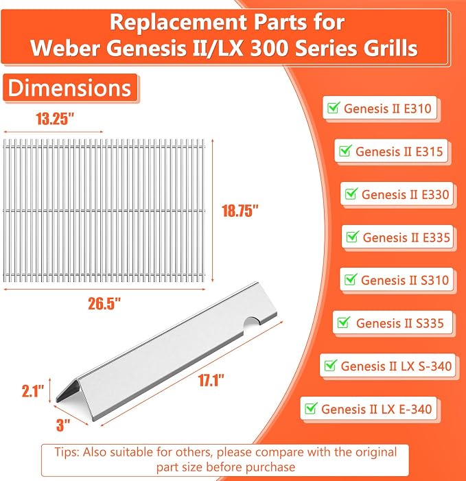 18.75" Grill Grates and Genesis II Flavorizer Bars Replacement Parts - Image 2