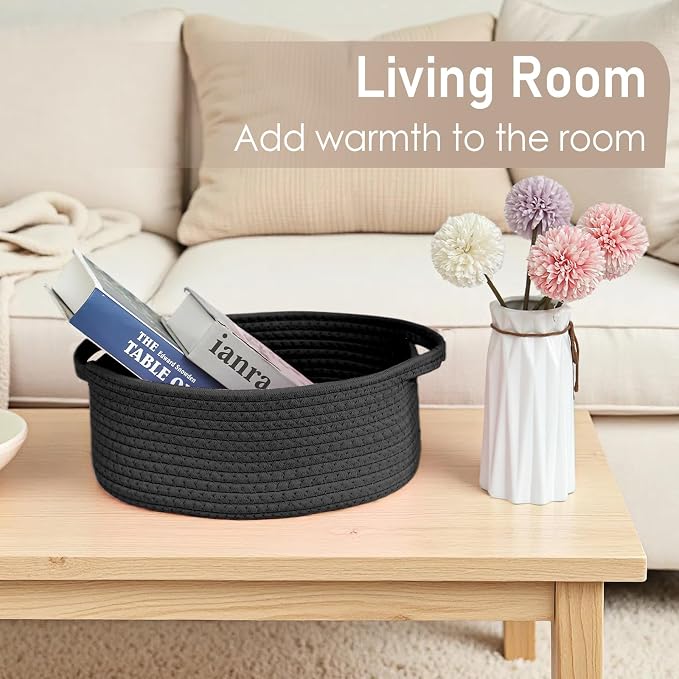 Woven Basket, Small Rope Storage Bin - Image 7