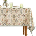 ISAENNE Designer Linen Long Tablecloth Rectangle, Western Colorful Floral by Isaennehomedecoration