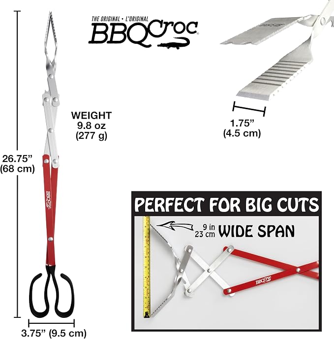 BBQCroc 3-in-1 Barbecue Tool 26-inch Extra Light and Super Long Heavy Duty Tongs - Image 8