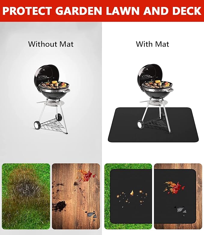 Grill Pads Floor Mats 48 x 30 Inch Black Fiberglass Heat Resistant