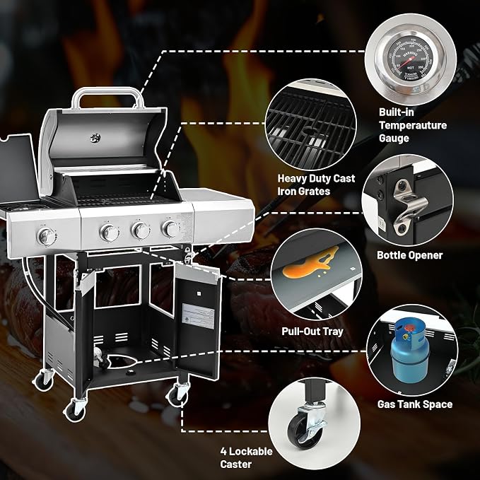 3-Burner Propane Gas BBQ Grill - Image 6