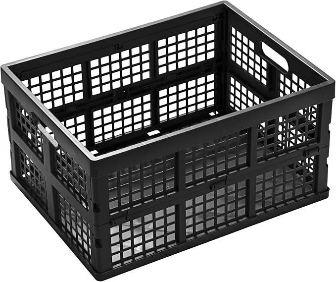 34L Large Plastic Folding Storage Crates, Collapsible Crates - Image 2
