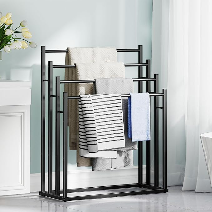 Honiter Towel Racks for Bathroom, 4 Tier Wide Towel Drying Rack Outdoor - Image 2
