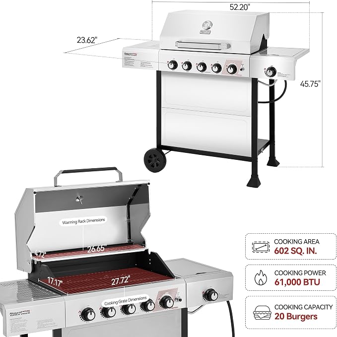 Royal Gourmet GA5401T 5-Burner BBQ Liquid Propane Gas Grill - Image 3