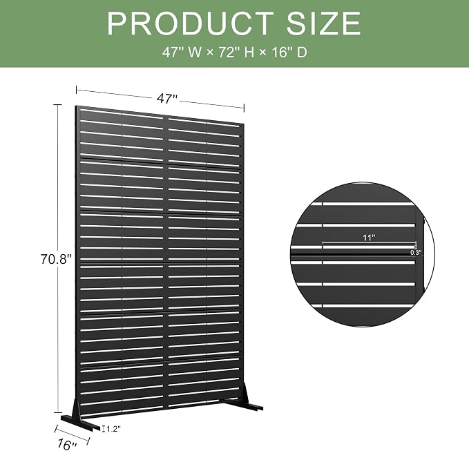 Casaphoria Metal Privacy Screen 72" H x 45" W, 2 Pack Outdoor Freestanding - Image 8