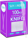 Clear Plastic Knives Heavy Duty, Disposable Steak Knives Plastic Silverware by Suyangeco