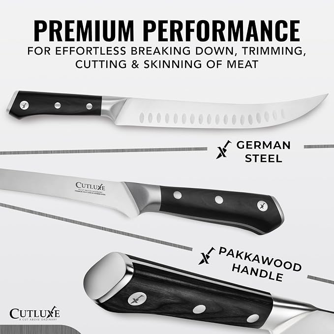 Cutluxe Butcher Carving Set – Cimeter Breaking & Boning Knives - Image 2