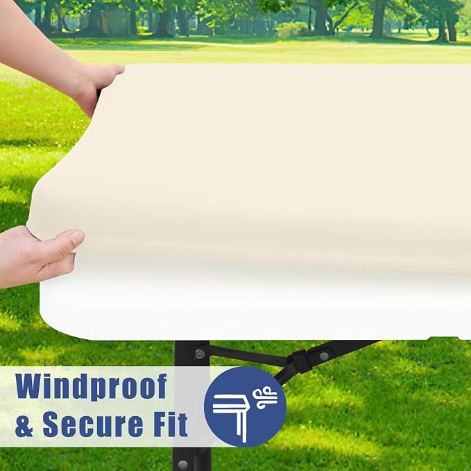Spandex 4 Foot Rectangle Table Cloth 6 Pack, Elastic Fitted Tablecloths - Image 3