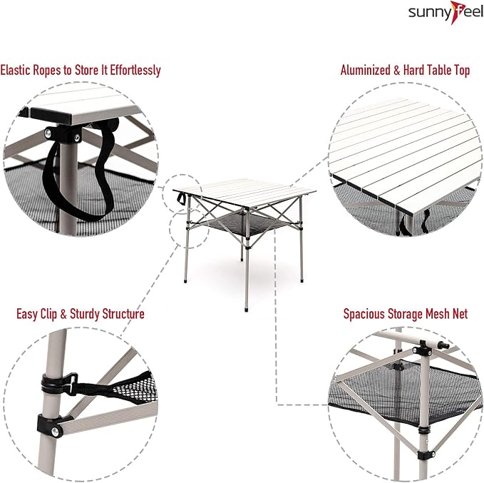 SUNNYFEEL Outdoor Folding Table | Lightweight Compact Aluminum Camping Table - Image 6