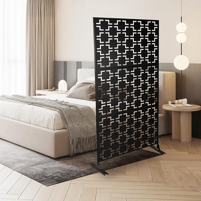 Metal Outdoor Privacy Screen, Freestanding Outdoor Divider Decorative Privacy - Image 3