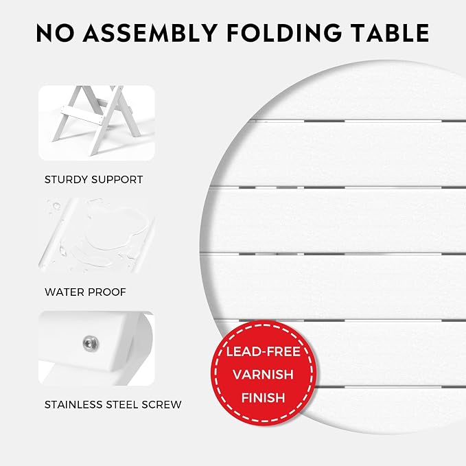 Costaelm Paradise 3-Piece Outdoor HDPE Folding Patio Bistro Table and Chairs - Image 7