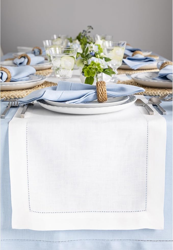 Solino Home Linen White Table Runner 72 Inches Long by SolinoHome