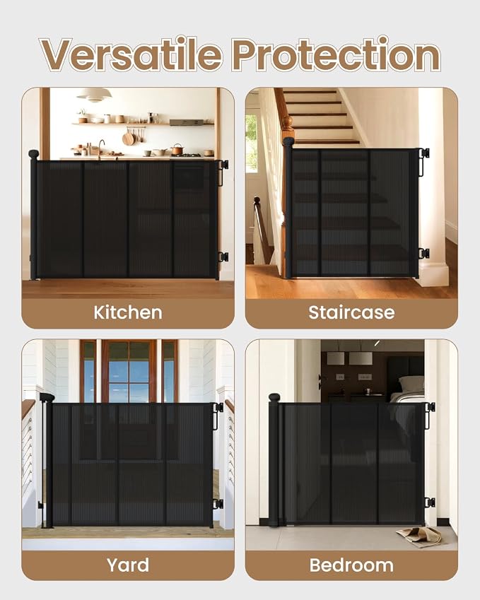Retractable Baby Gate, Prevents Kids & Dogs from Crawling Under, - Image 8