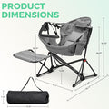 Camping Chair with Detachable Footrest, Grey Polyester Recliner