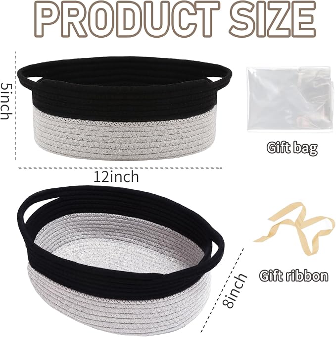 Woven Basket, Small Rope Storage Bin - Image 2