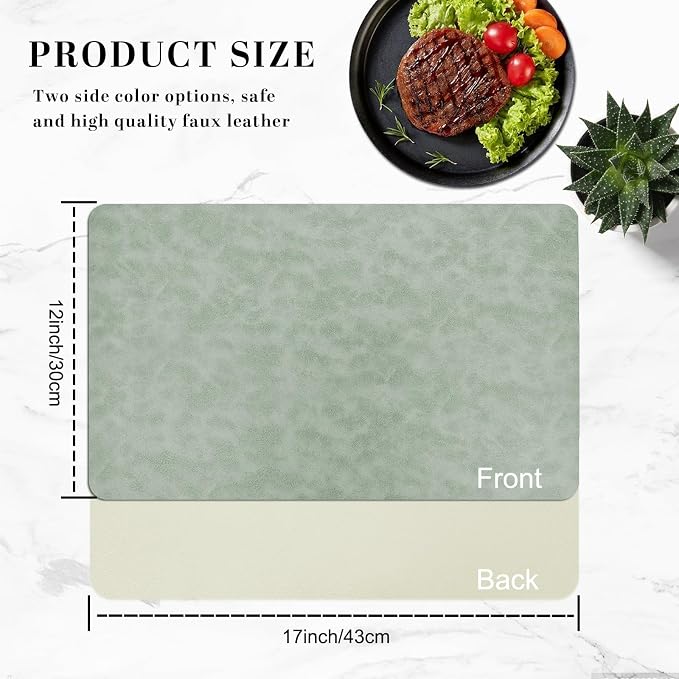 Faux Leather Placemats, Heat-Resistant, Waterproof and Oil-Proof, Reversible - Image 5