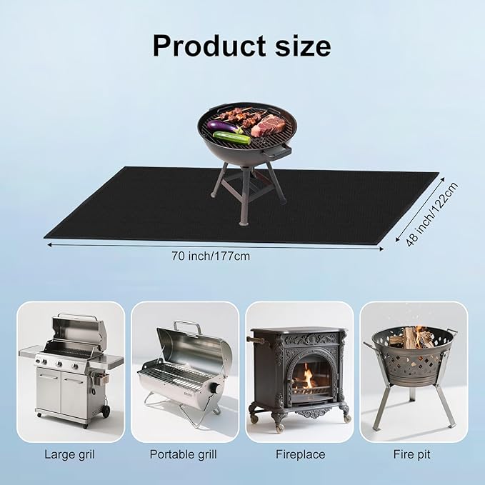Grill Floor Mat 70x48 Inch, Oil-Proof Rubber, Double-Sided