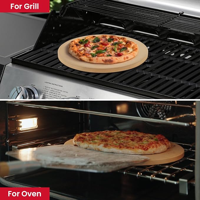 Unicook Pizza Stone for Grill Oven, 15 Inch Round Baking Stone, Heavy Duty - Image 4