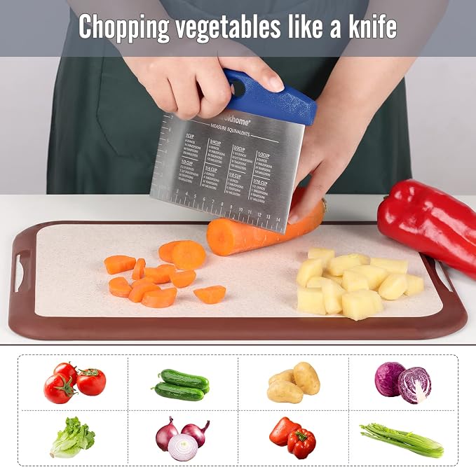 Ourokhome Dough Pastry Bench Cutter Scraper, Stainless Steel Pizza Cutter - Image 4