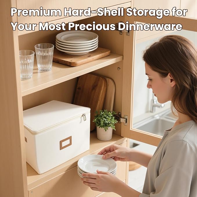 HOMELUX THEORY Champagne Flute Storage Box, Ivory Hard Shell China Storage - Image 5
