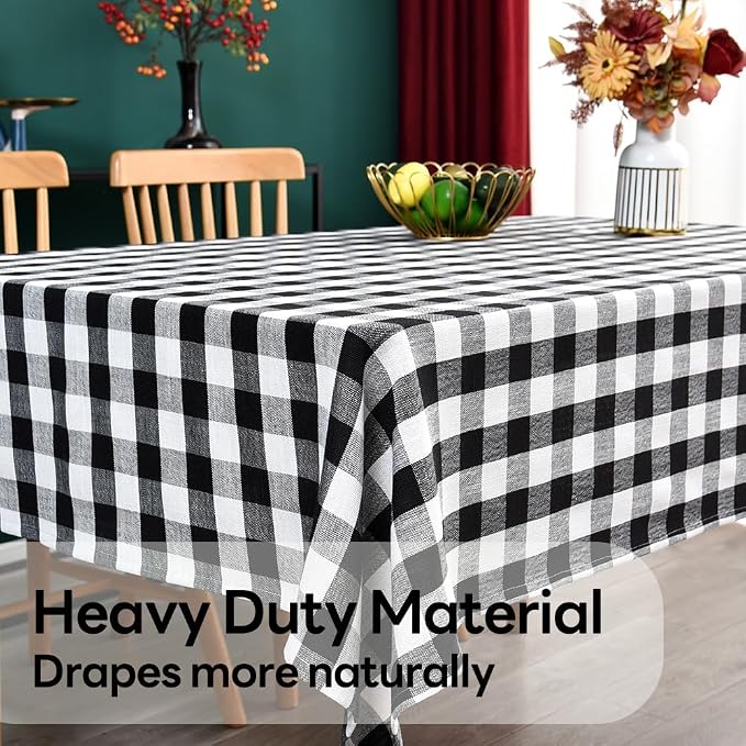 Gingham Tablecloth Rectangle Table Cloth Heavy Duty Cotton Checkered Table Cover - Image 4