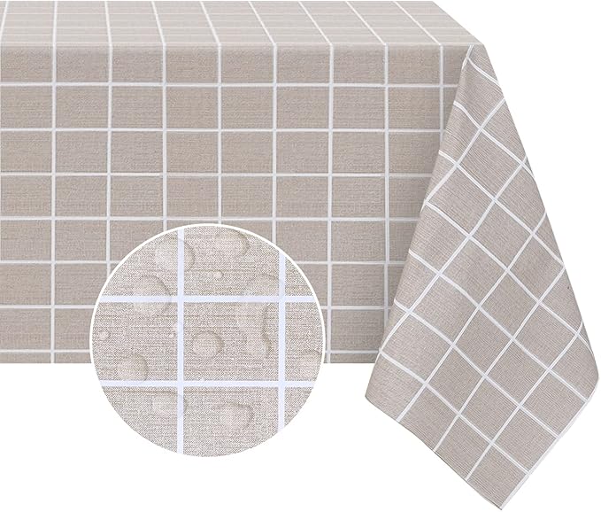 Romanstile Rectangle Vinyl Tablecloth, 100% Waterproof Oil-Proof Checkered by Romanstile